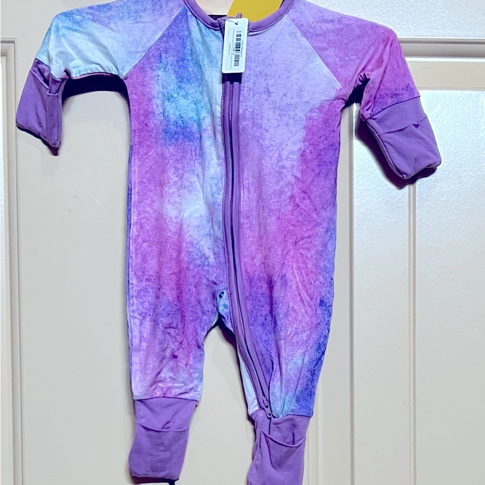 NWT Little Sleepies “Purple Watercolor” zippy